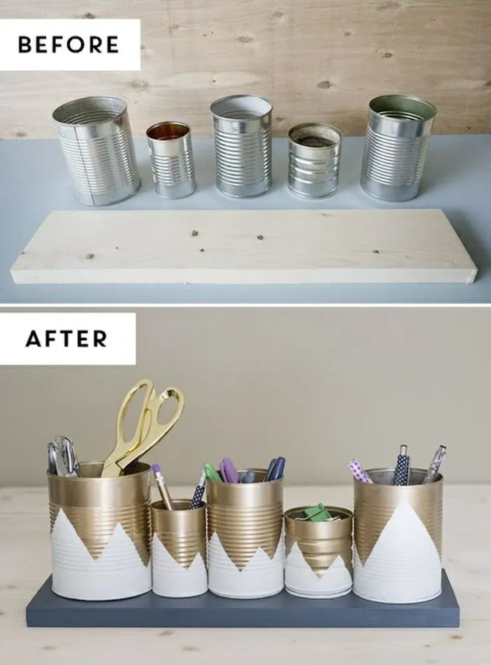Latas recicladas pintadas.