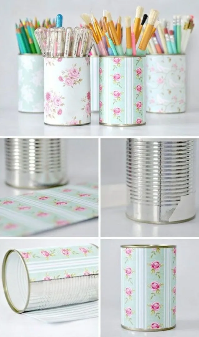 Latas empapeladas.