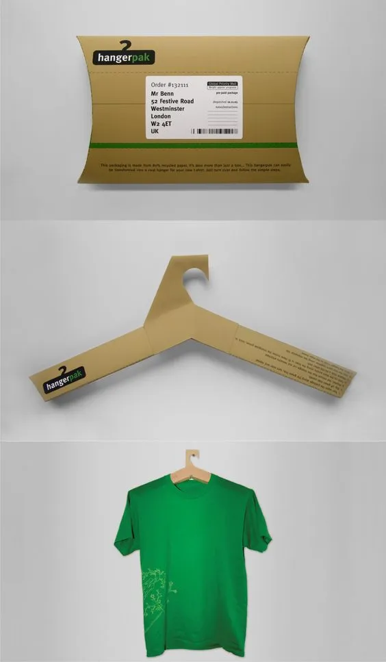 Bolsa de compra de papel que se convierte en percha